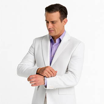 White Big and Tall Linen Suit