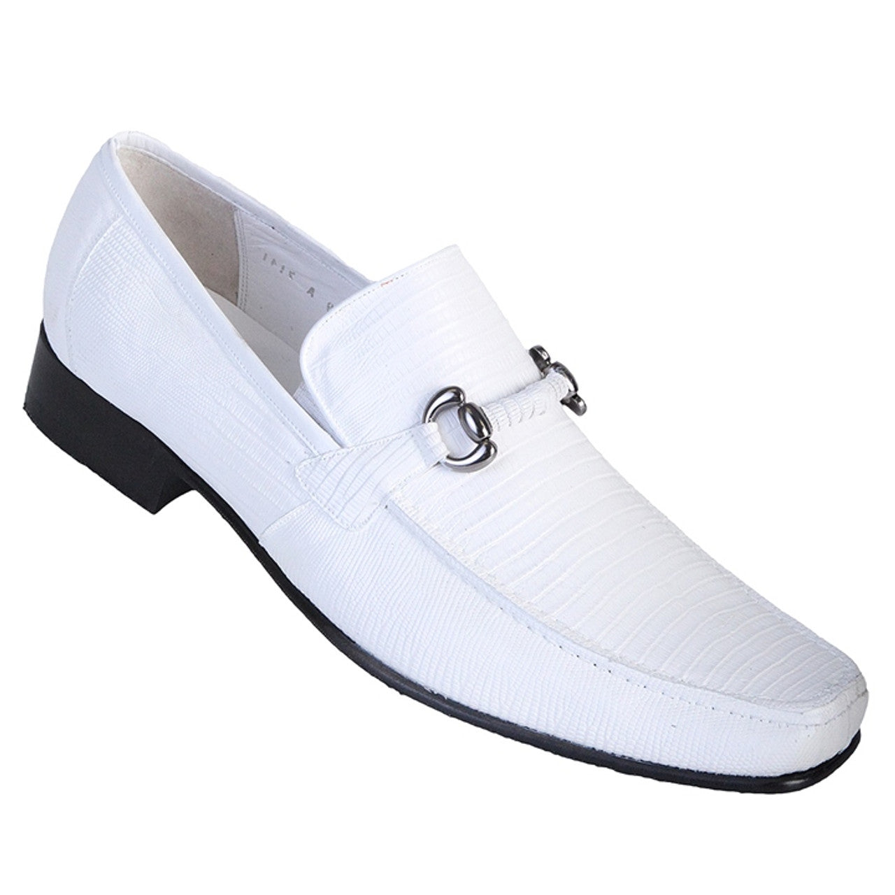 White Teju Lizard Skin Slip-On Loafers by Los Altos