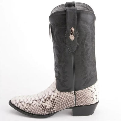 Los Altos Black & White Python Boots