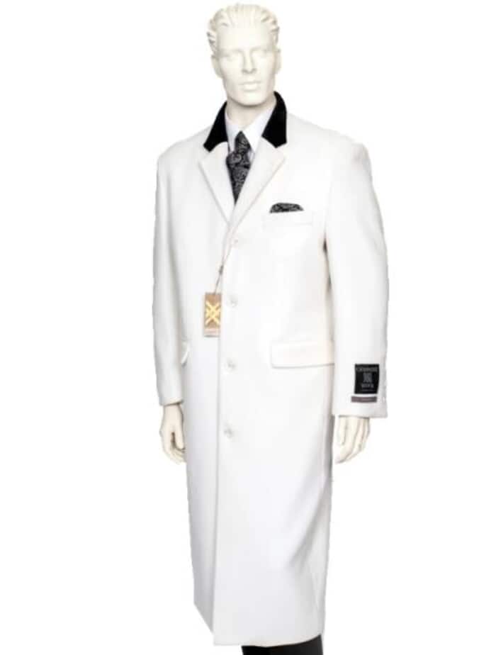 Cashmere Full Length White Chesterfield Coat