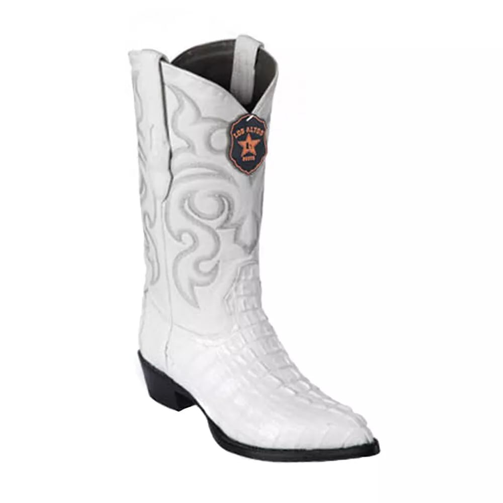White Caiman J Toe Cowboy Boots