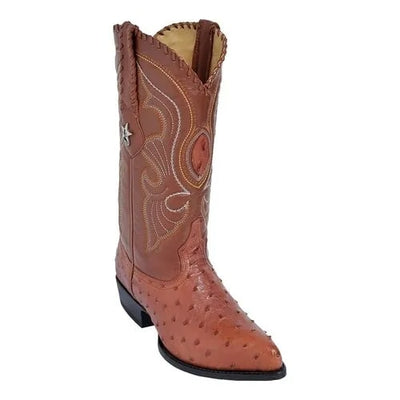 J Toe Cowboy Boots in Cognac Genuine Ostrich