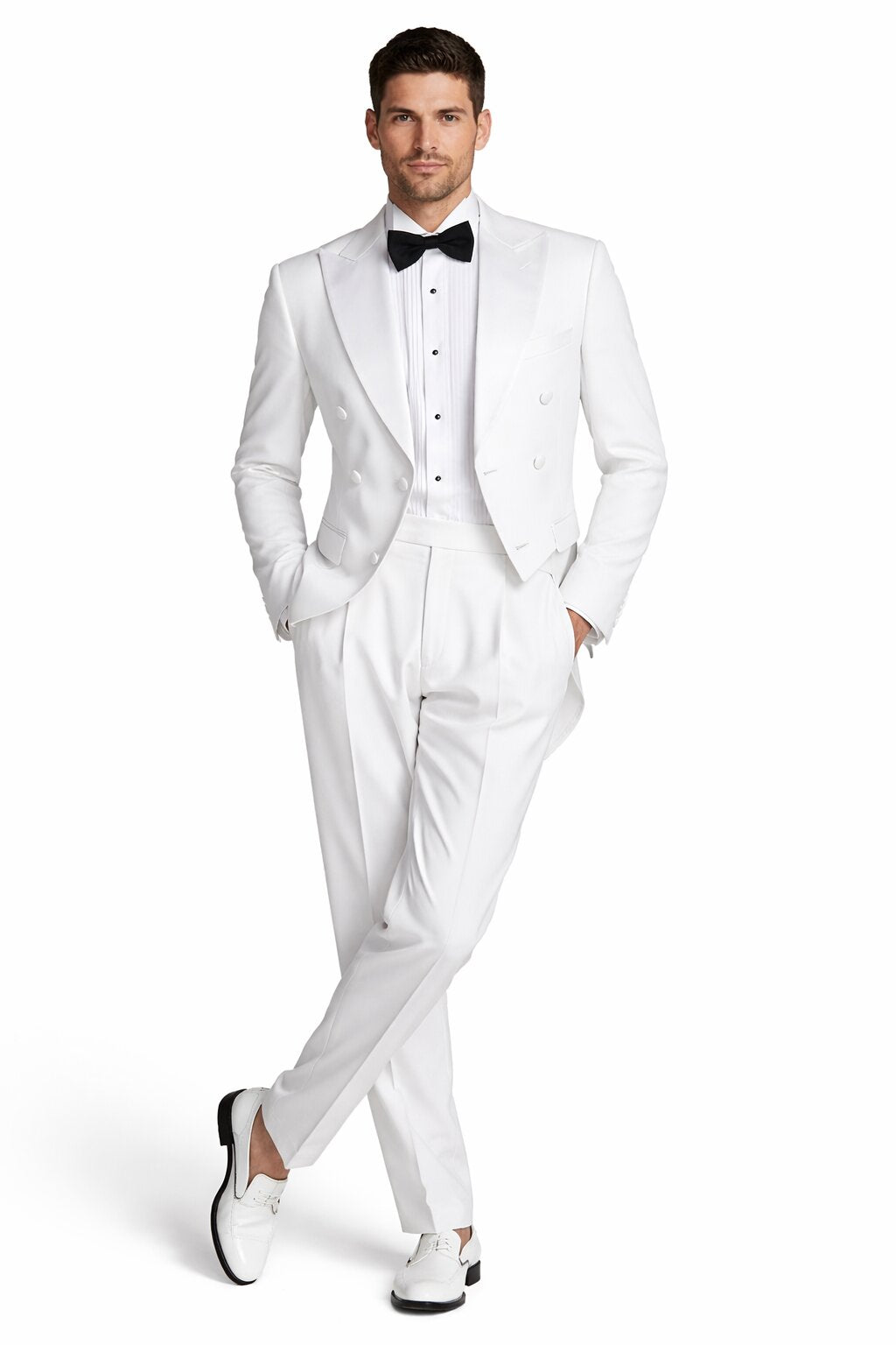 Classic Fit White Long Tail Tuxedo for Men