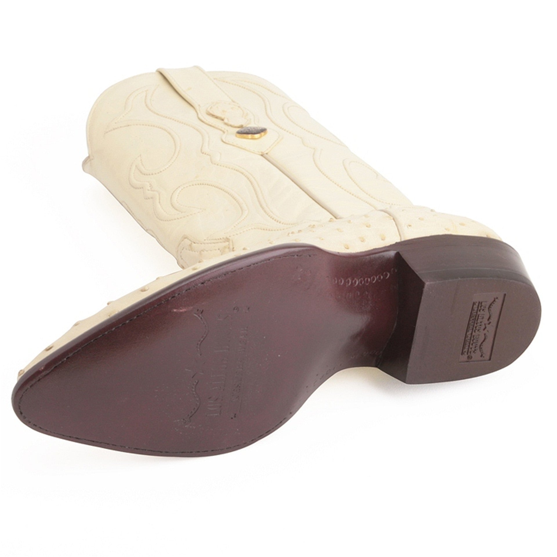 Winter White Full Quill Ostrich Boots by Los Altos