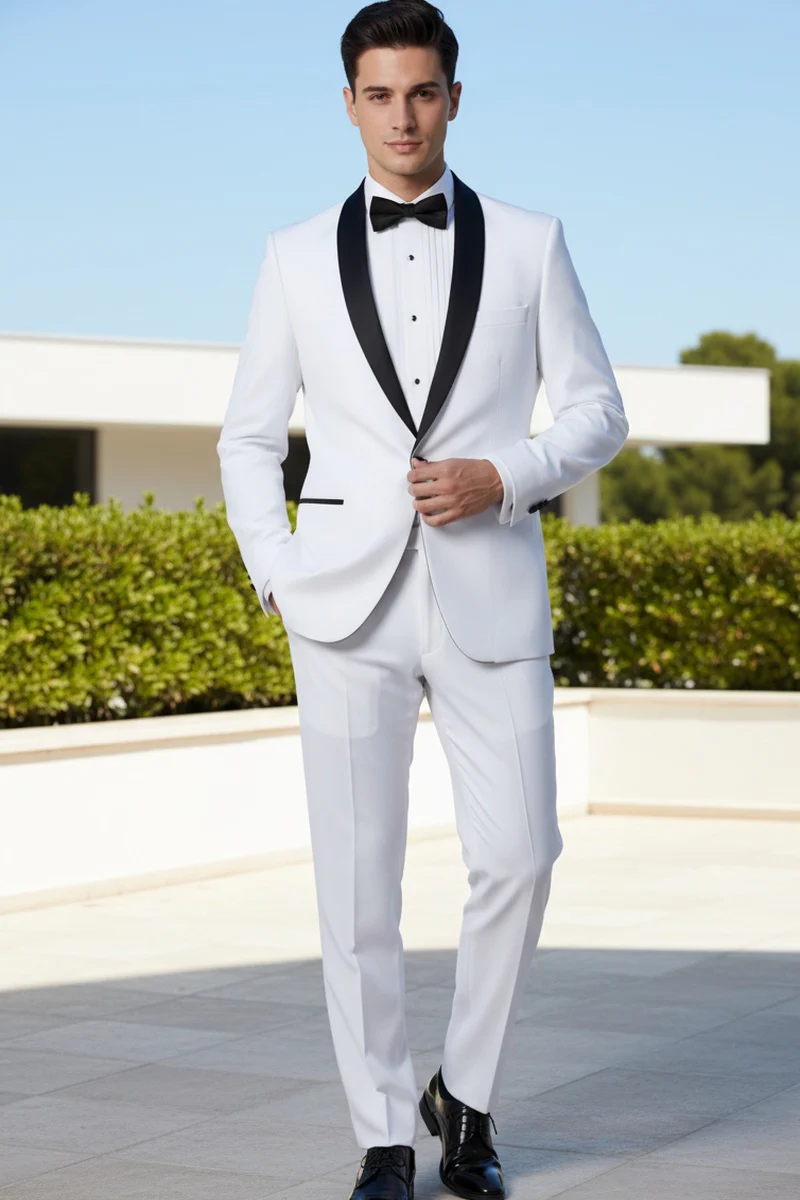 White Vinci 1-Button Shawl Tuxedo