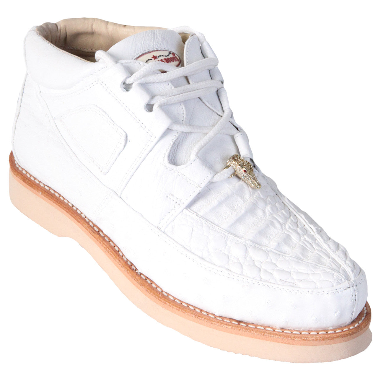 White Caiman & Ostrich Skin Sneakers