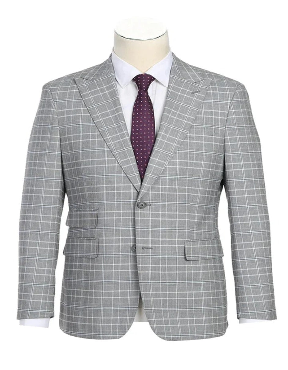 Smoke Windowpane Plaid Slim Fit Designer Suit