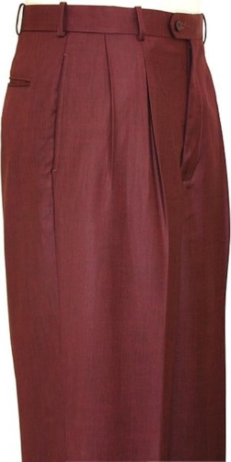 Mens Pleated Dress Pants Wine Wide Leg Slacks Pleated baggy dress trou