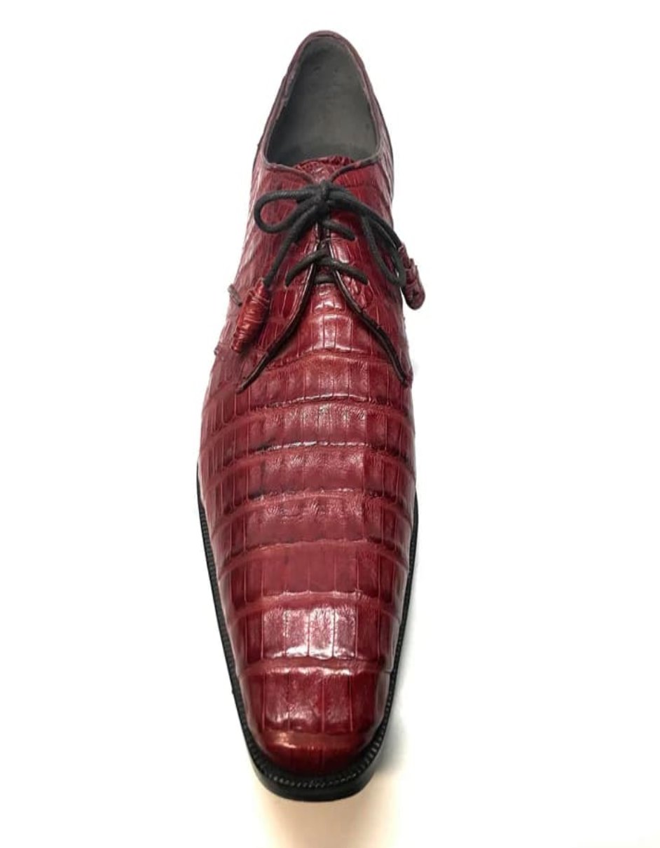 Los Altos Crocodile Lace Up Burgundy Shoes