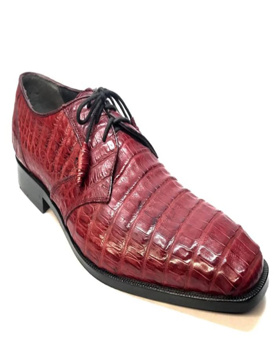 Los Altos Crocodile Lace Up Burgundy Shoes