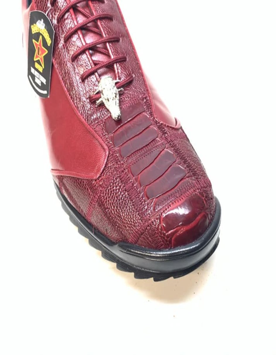 Wine Red Ostrich Leg Lace Ups by Los Altos