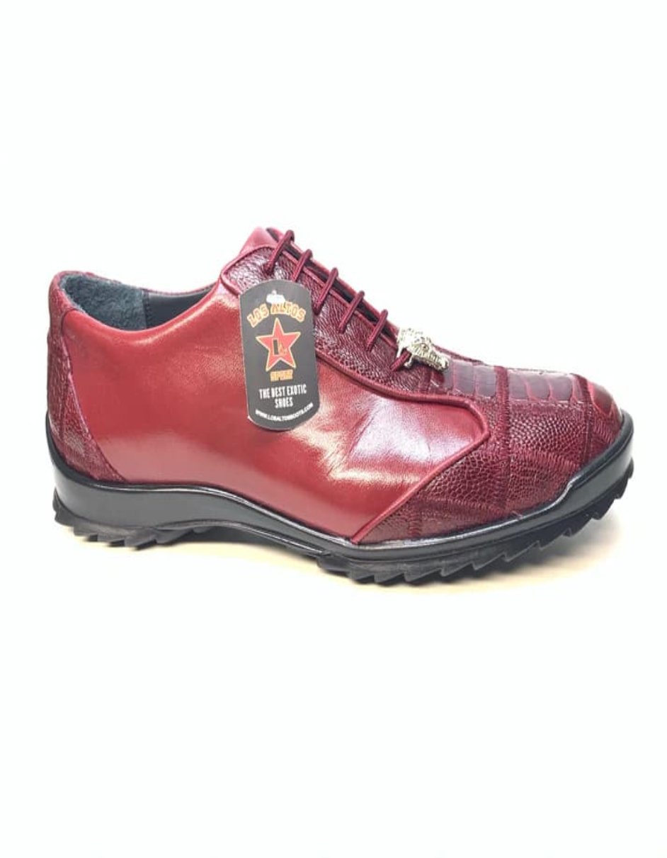 Wine Red Ostrich Leg Lace Ups by Los Altos