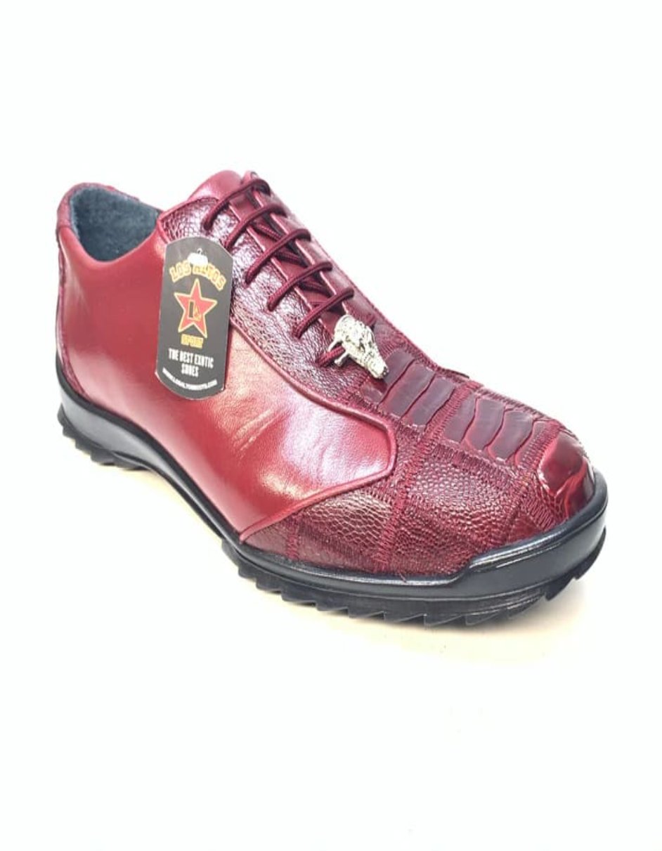 Wine Red Ostrich Leg Lace Ups by Los Altos