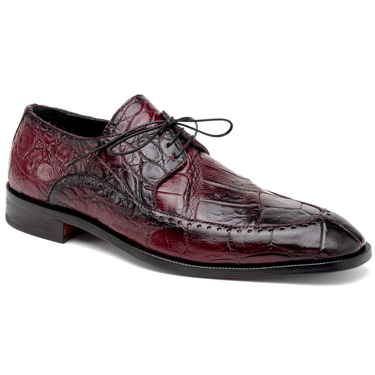 Mauri Wine Red Alligator Italian Dress Shoes