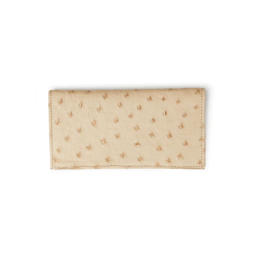 Ferrini Full Quill Ostrich Checkbook in Winter White