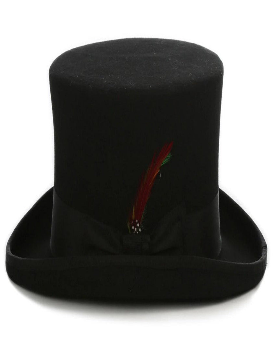 1920s Black Fedora Tall Wool Dress Hat