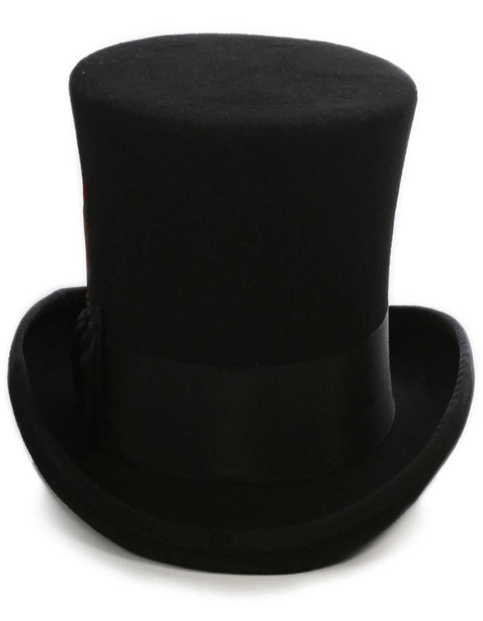 1920s Black Fedora Tall Wool Dress Hat