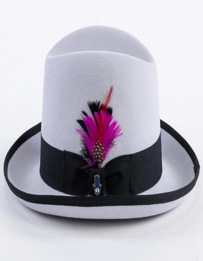 1920s Light Grey and Black Fedora – Men’s Classic Gangster Godfather Wool Dress Hat