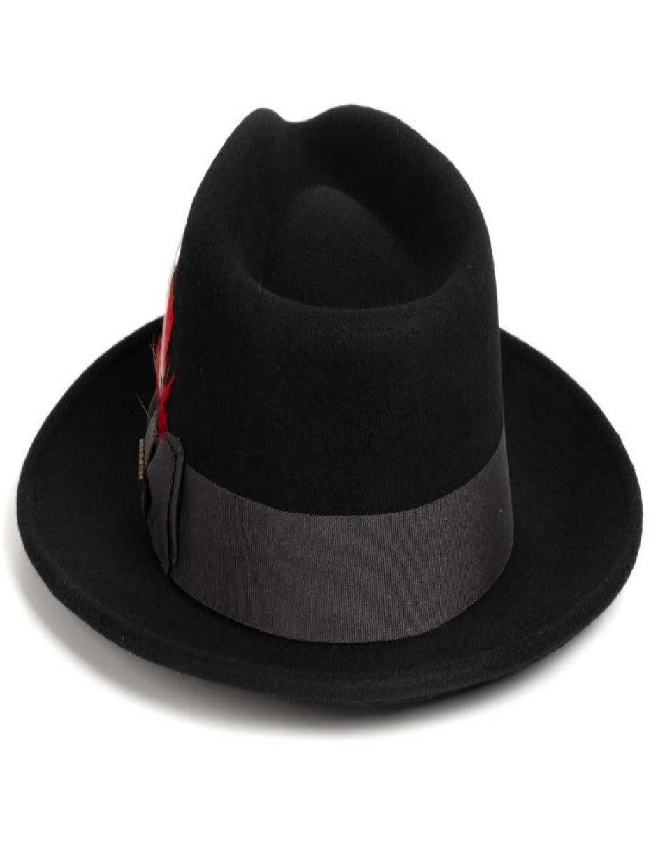 1920s Black Fedora – Men’s Classic Gangster Godfather Wool Dress Hat