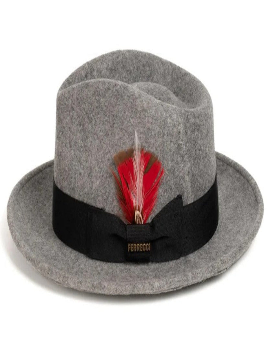 Grey 1920s Wool Fedora Dress Hat for Men