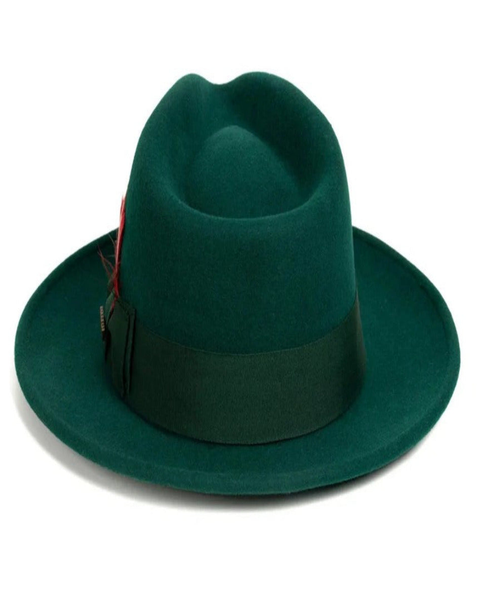 Hunter Green Wool 1920s Fedora Dress Hat