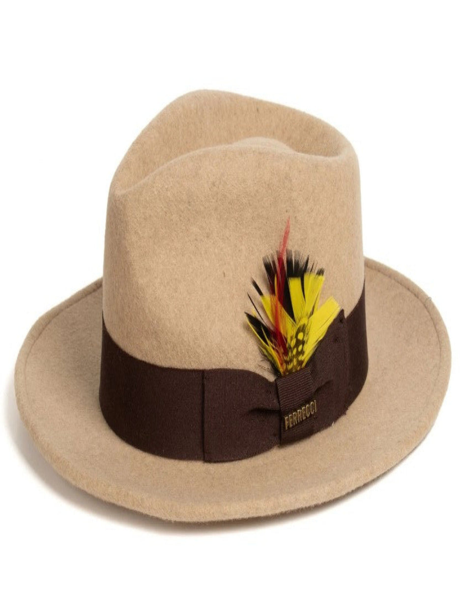 Wool Fedora Dress Hat 1920s Style in Beige