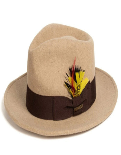 Wool Fedora Dress Hat 1920s Style in Beige