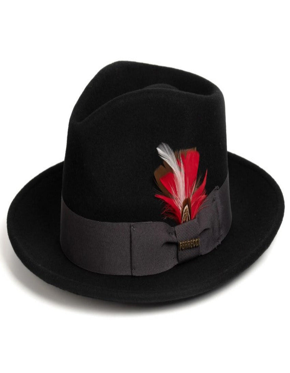 Classic 1920s Black Wool Fedora by Alligator Warehouse