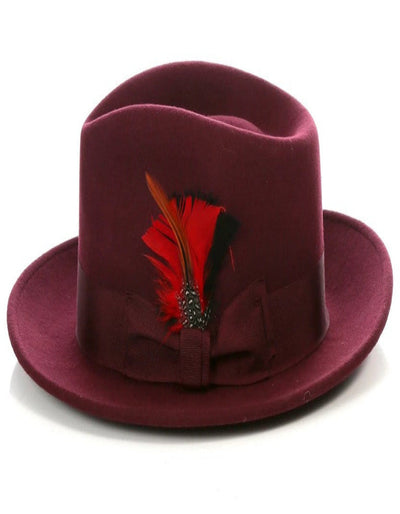 Burgundy Fedora Wool Dress Hat - 1920s Mens Classic