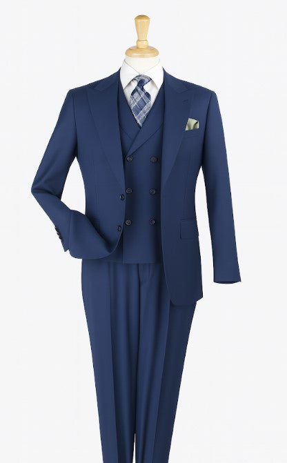 Apollo King Men's Outlet 3pc 100% Wool Suit 6 Button High Fashion Vest
