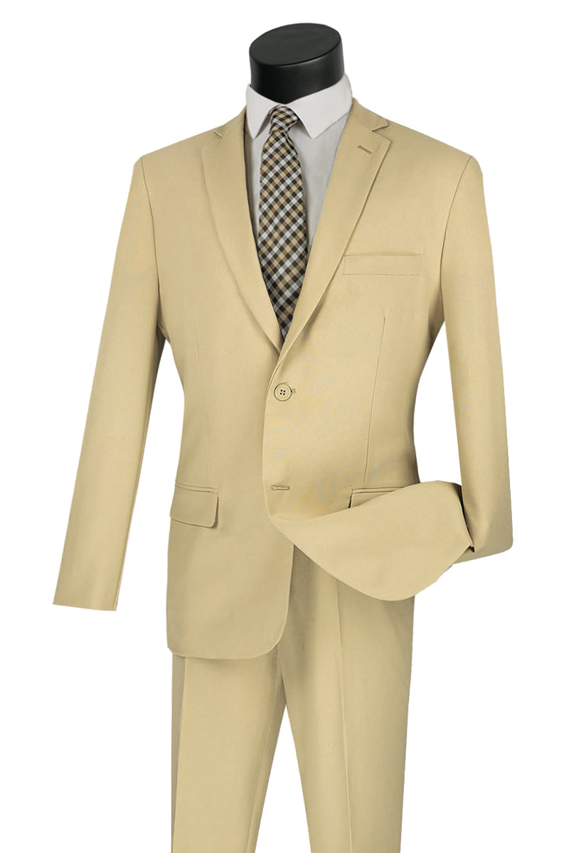 Classic 2 Button Poplin Suit - Beige