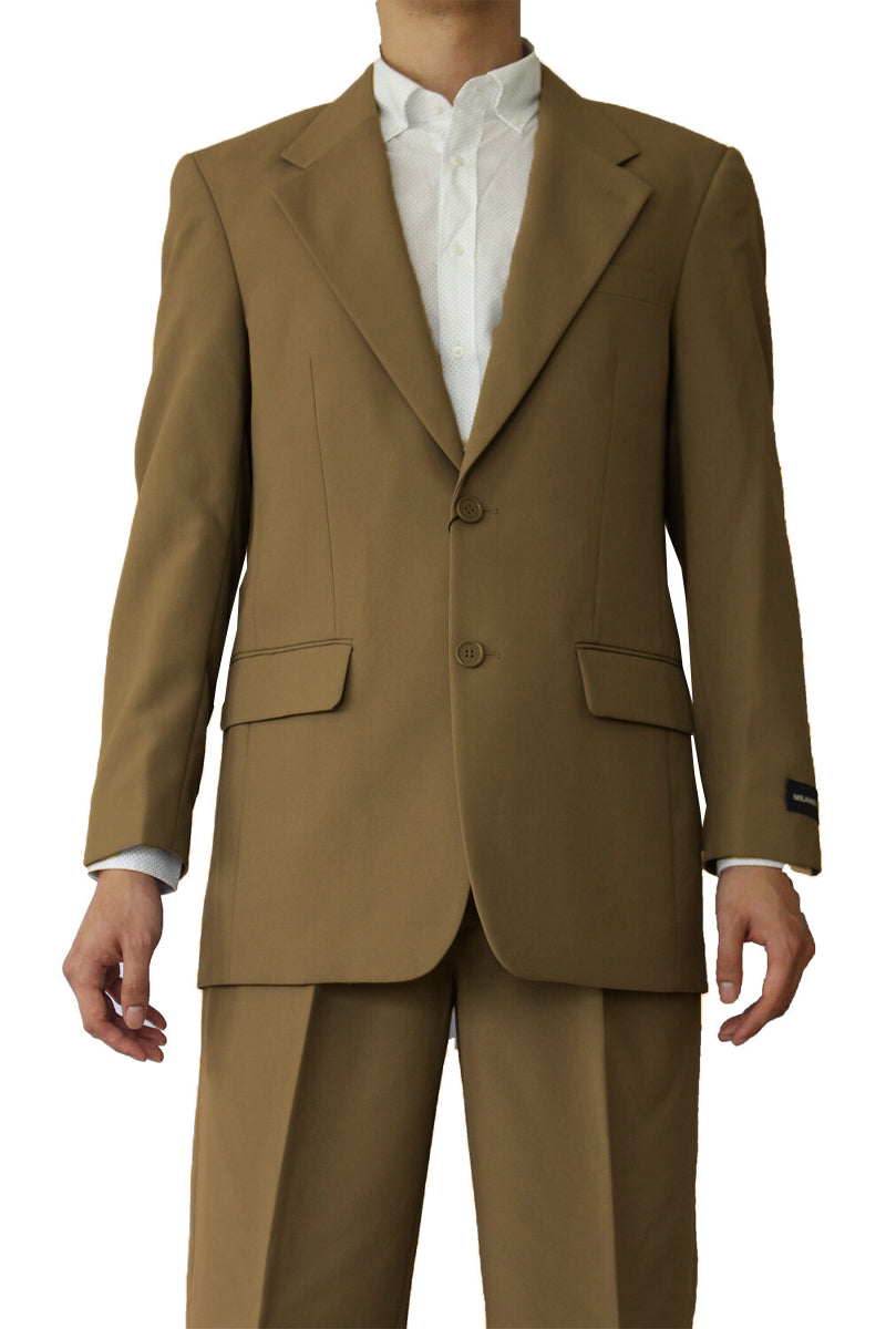 Mens 2 Button Tan Polyester Fashion Suit
