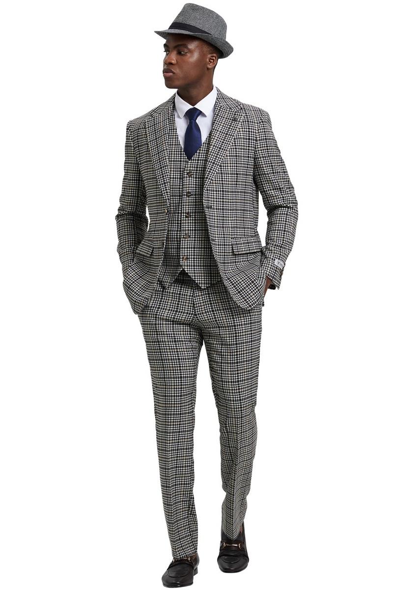 Stacy Adams Grey & Green Glen Plaid Suit