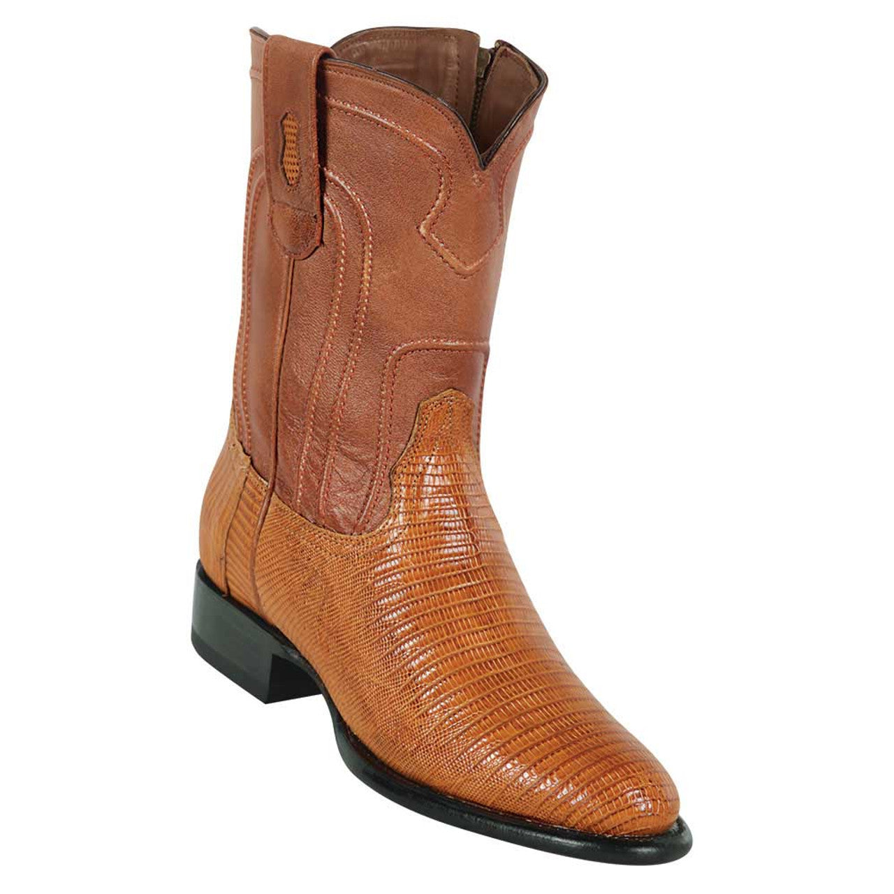 Lizard Teju Skin Roper Toe Boots with Zipper