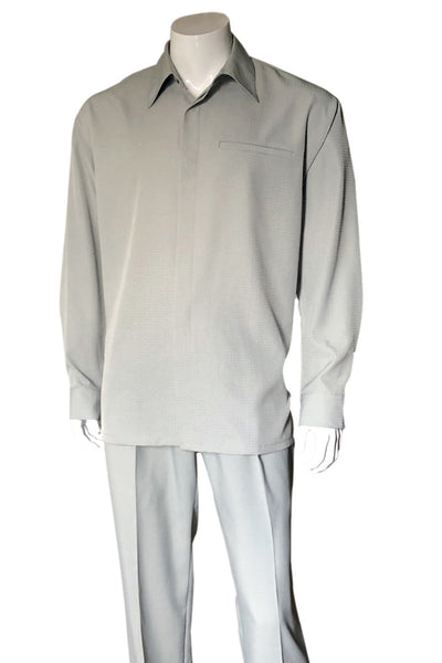 Mens Long Sleeve French Front Walking Suit in Silver