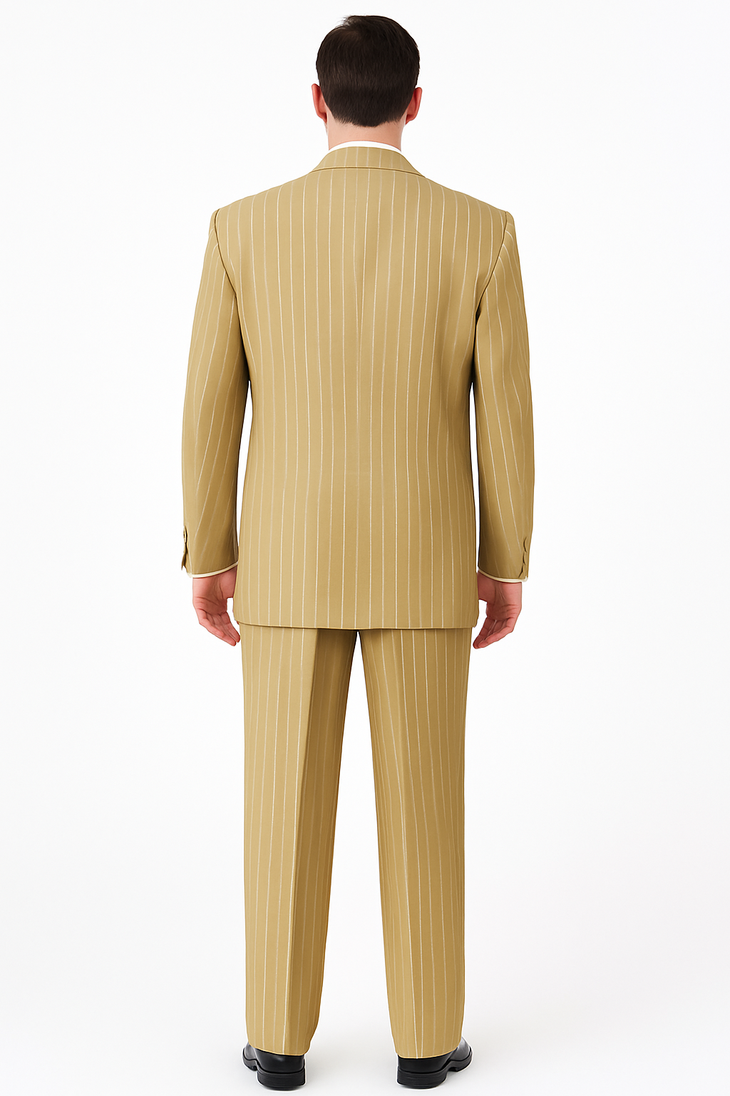 Men’s Beige Pinstripe Wedding Suit – Groom & Formalwear Set