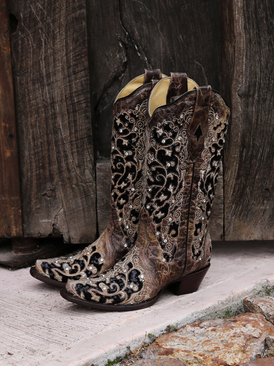 Corral Glitter Inlay Crystal Cowboy Boots