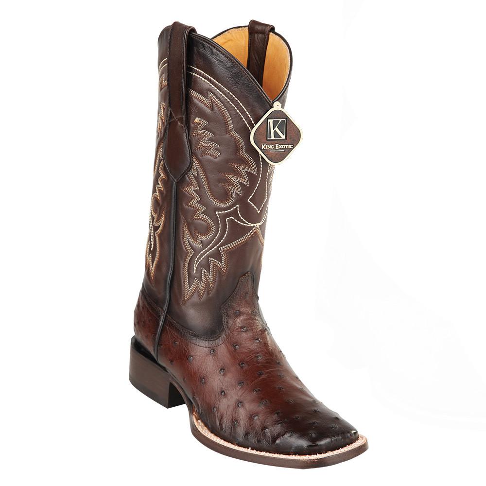 King Exotic Ostrich Square Toe Boots for Men