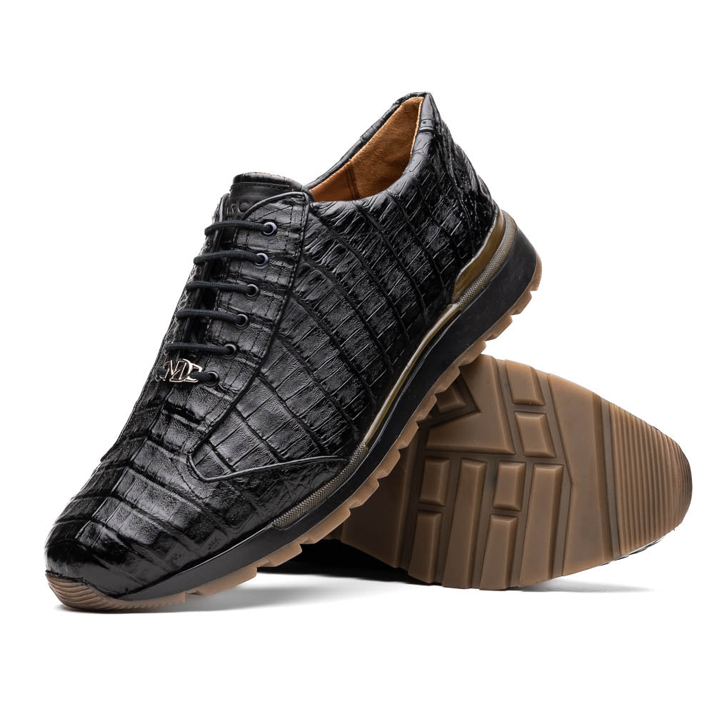 Alonzo Black Caiman Crocodile Sneakers