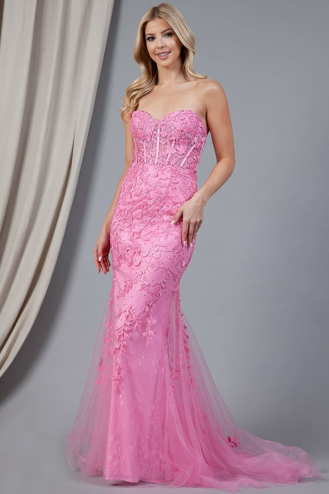 Amelia Couture 7024 Sweetheart Mesh Corset Mermaid Prom Dress