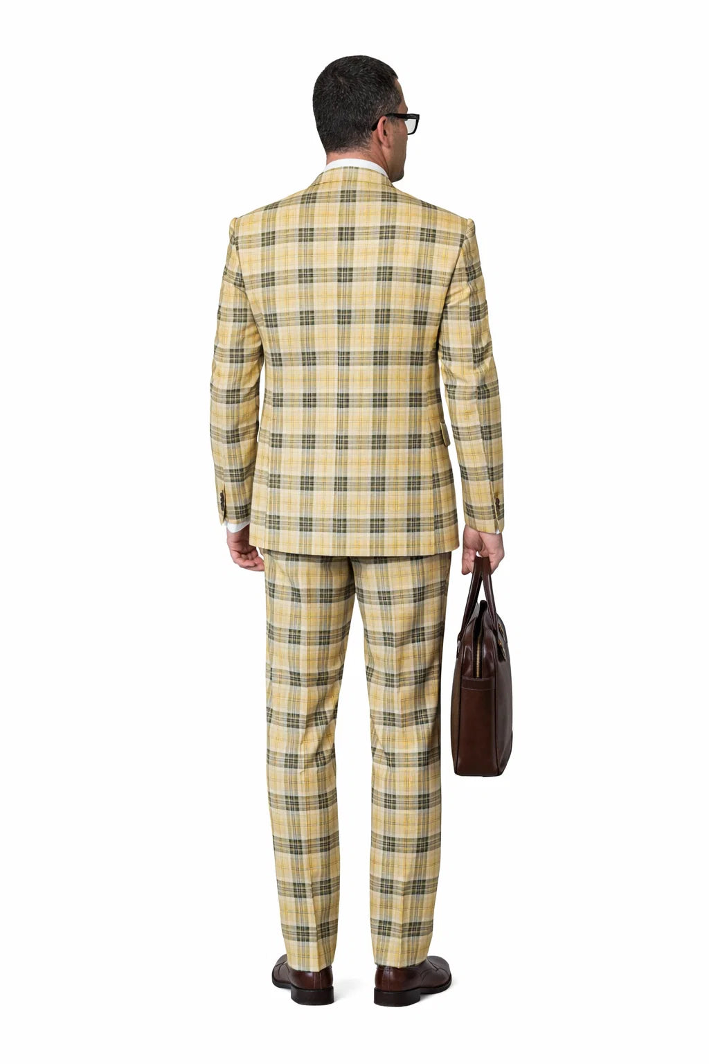 Statement Men’s 3-Piece Plaid Wool Suit – 100% Wool Modern Fit with Wide Peak Lapel