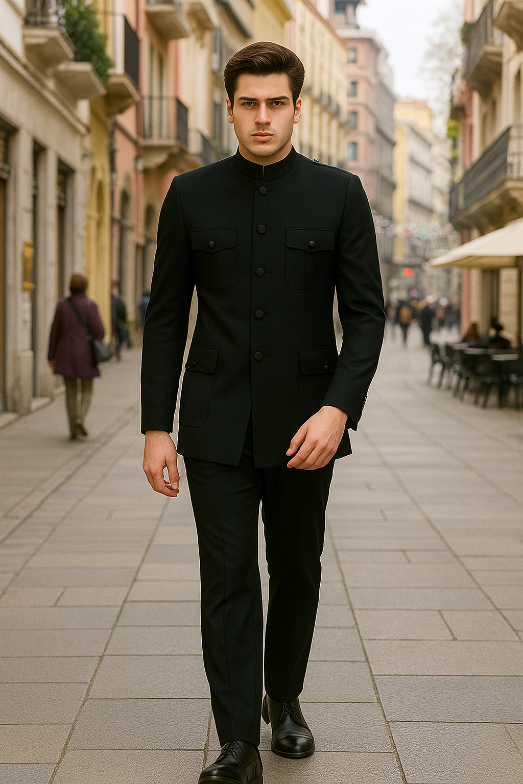 Apollo King Men's 2 Piece Nehru Style Suit Fashion Pockets
