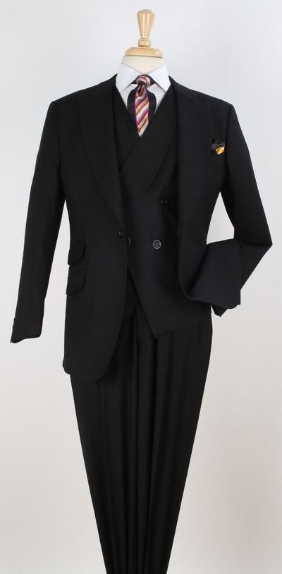Apollo King Mens 3 Piece 100% Super 150s Wool Suit β High Fashion Double Breasted Vest, Peak Lapel Jacket