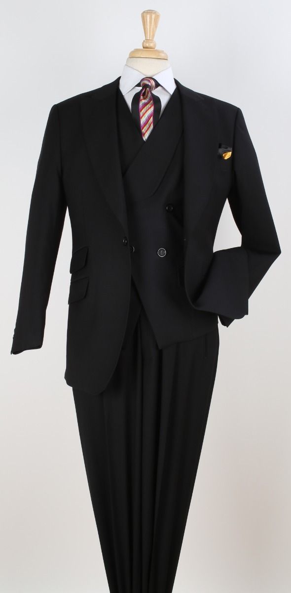 Apollo King Mens 3 Piece 100% Super 150s Wool Suit β High Fashion Double Breasted Vest, Peak Lapel Jacket