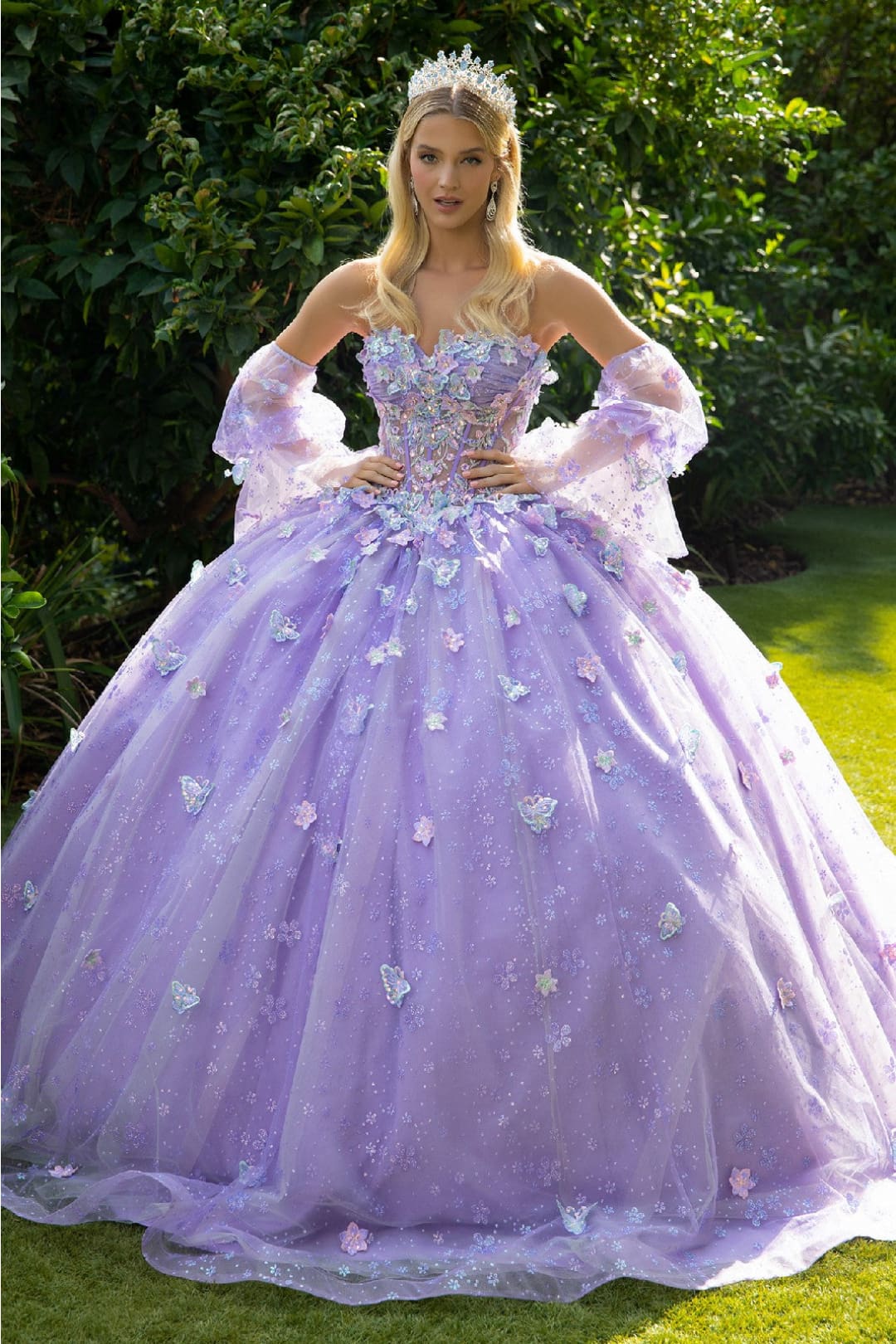 Applique Puff Sleeve Ball Gown by GLS Gloria GL3541