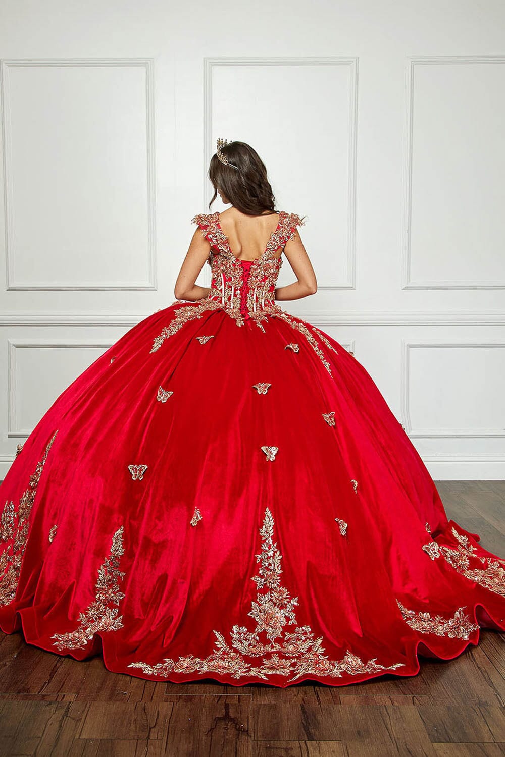Applique Sweetheart Velvet Ball Gown by Bella Princess PQ1038