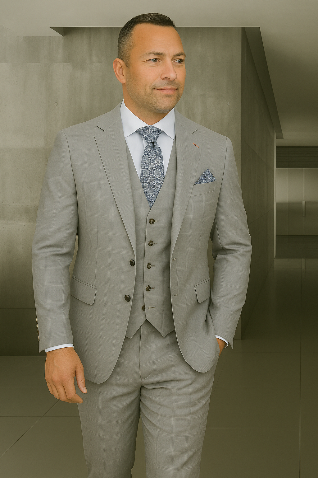 Italian Wool Three-Piece Suit by Statement