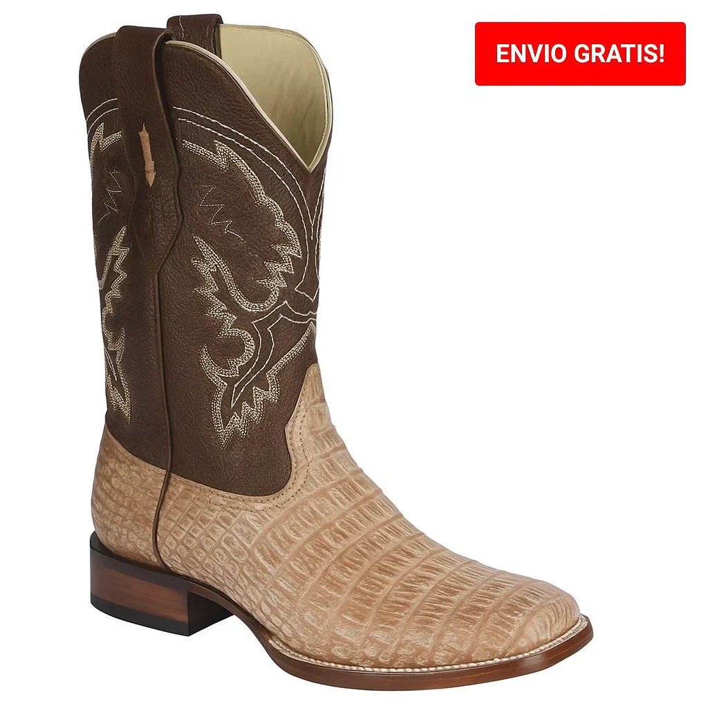 Botas Cuadrada de Cocodrilo Caiman Panza Sahara