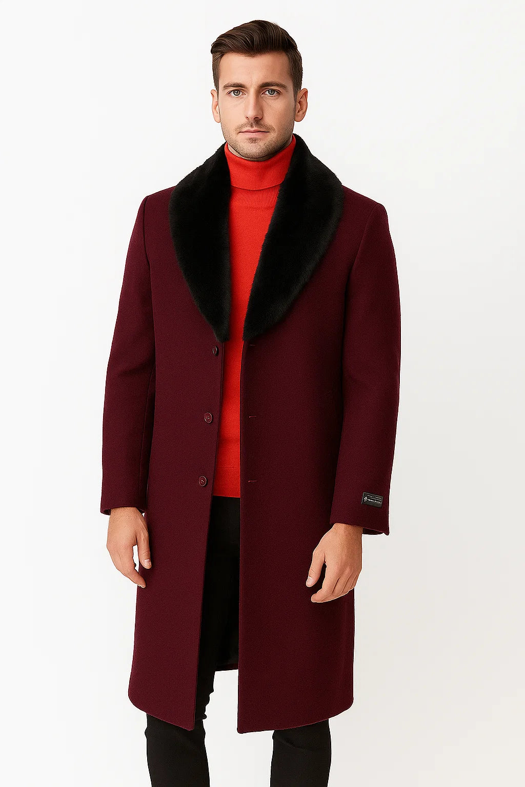 Men's Dark Burgundy ~ Wine ~ Maroon Big And Tall Overcoat