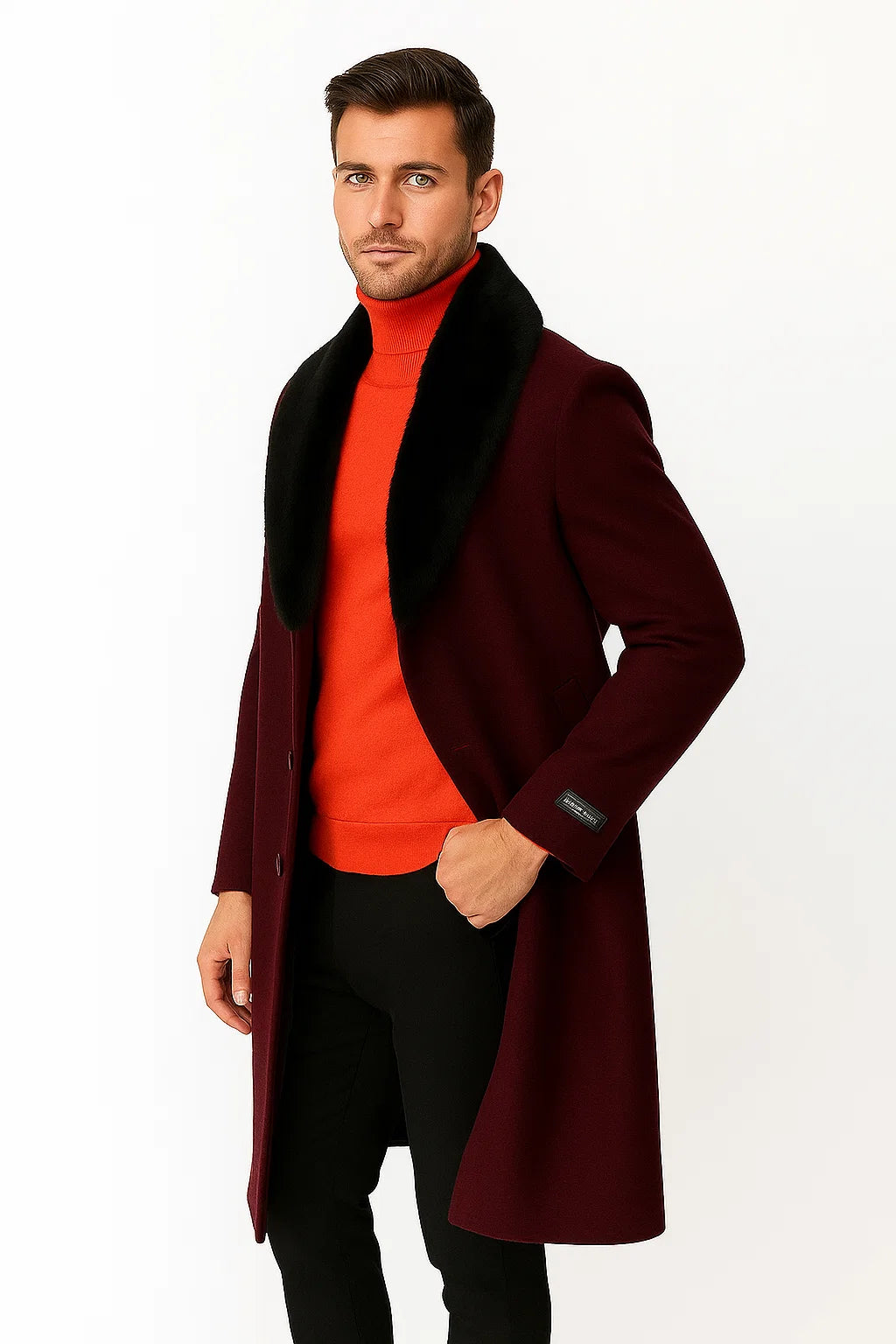 Men's Dark Burgundy ~ Wine ~ Maroon Big And Tall Overcoat